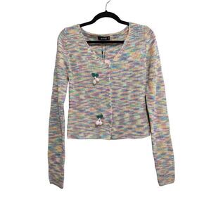 Misguided space dye cardigan with cherry detail US 6/8 new